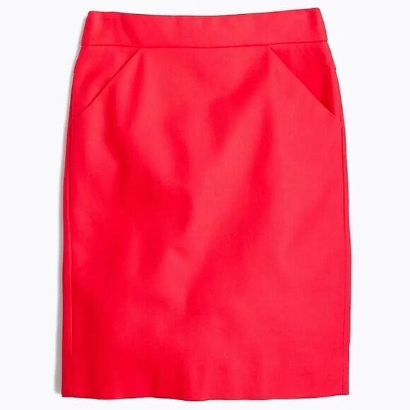 J. Crew Factory The Pencil Skirt Red Orange Cotton Skirt with Pockets Size 8 - Picture 16 of 16